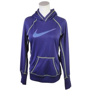 Nike Therma-Fit Hoodie Purple Neon Stitch Women’s Small Swoosh Pullover